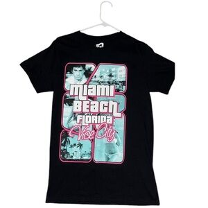 Black GTA Vice City Miami Beach Florida Shoe City graphic tee